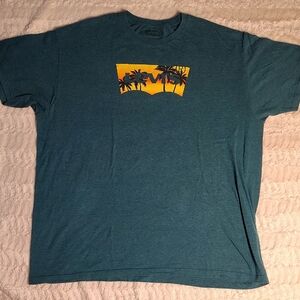 Levi's Men's Teal Graphic Short-Sleeve Tee with Yellow Orange Sunset Bundle